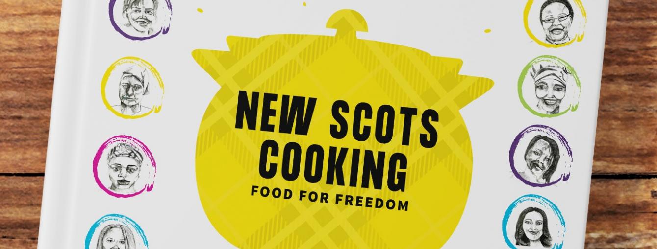 The colourful front cover of New Scots Cooking: Food for Freedom