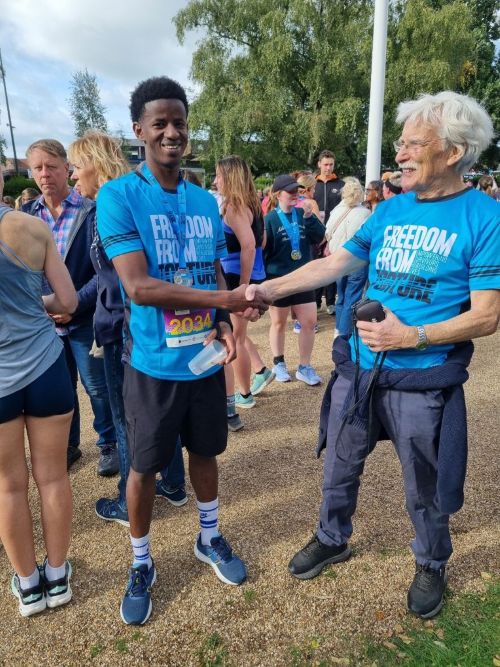 Diallo at the finishing line at Stafford race