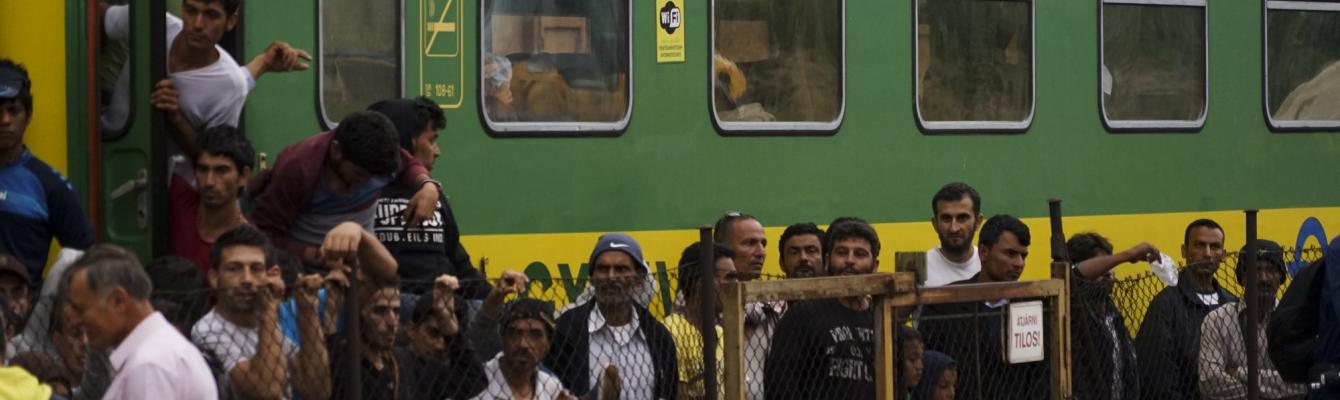 Syrian refugees strike in front of Budapest Keleti railway station