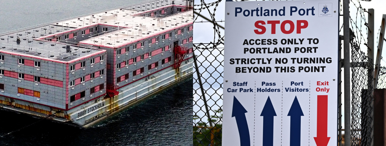 the barge at portland port 