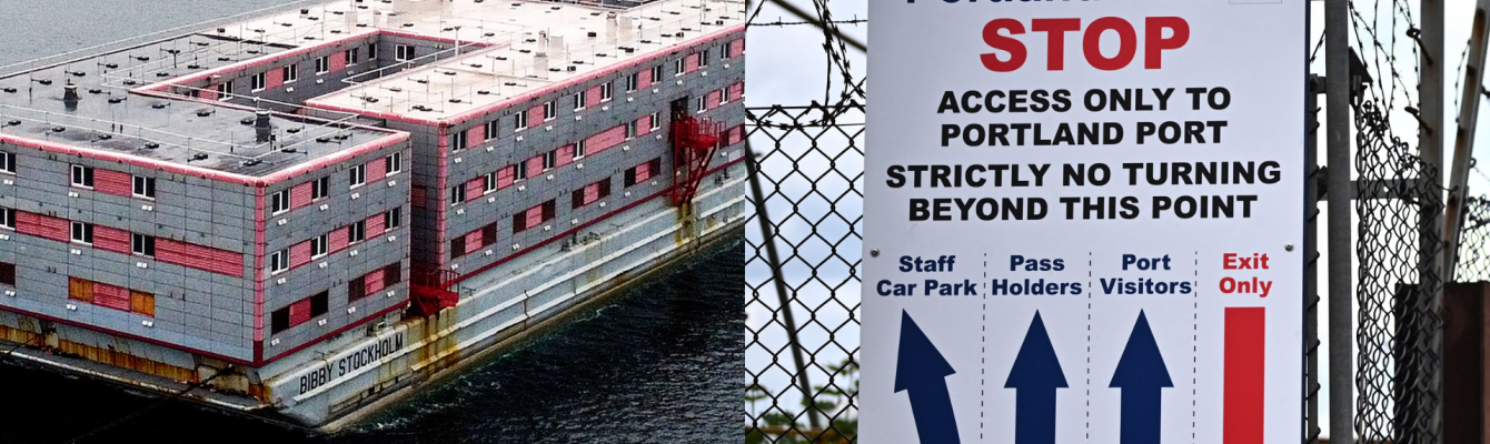 the barge at portland port 