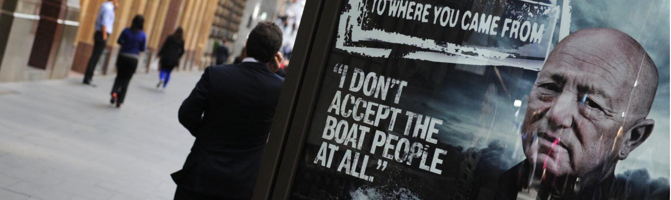 A poster promoting an Australian television documentary "Go back to where you came from"