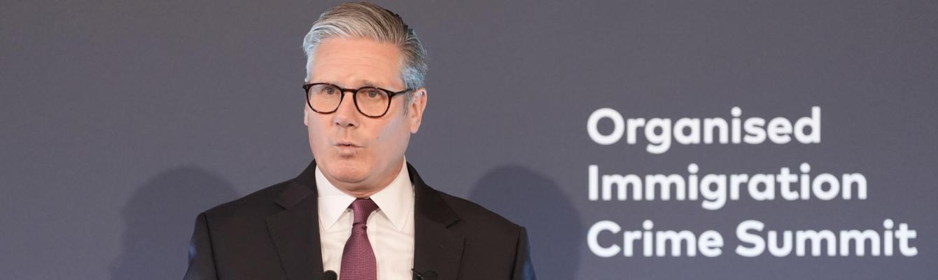 Prime Minister Keir Starmer speaks during the Organised Immigration Crime Summit