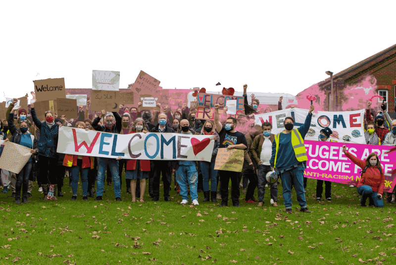 Refugees welcome protest outside Napier barracks