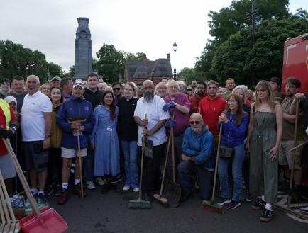 Multiple people stand in solidarity in Middlesborough