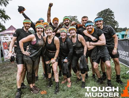 People after taking part in tough mudder