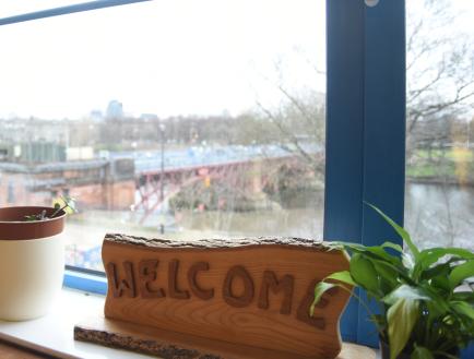A 'welcome' plaque