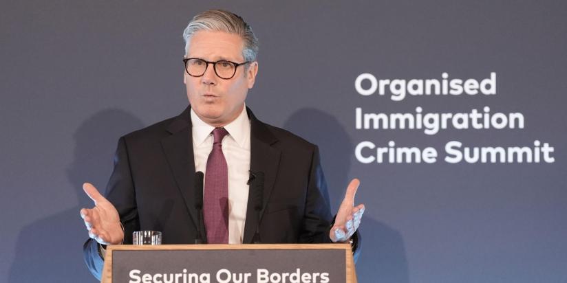 Prime Minister Keir Starmer speaks during the Organised Immigration Crime Summit