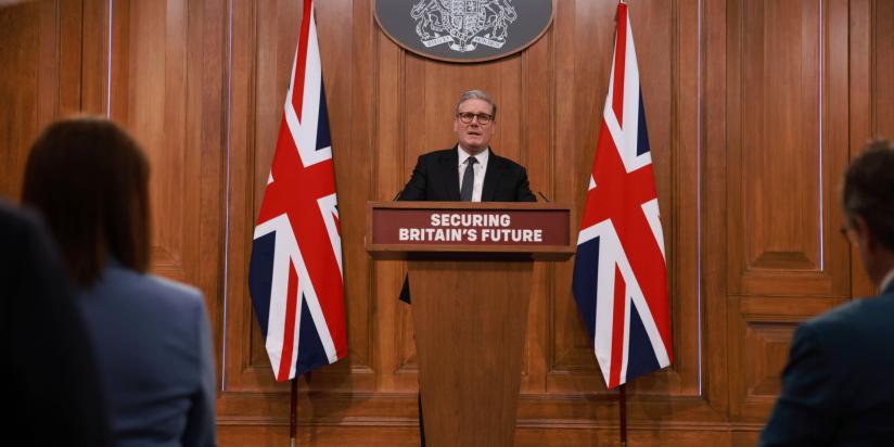Keir Starmer speaks during a press conference