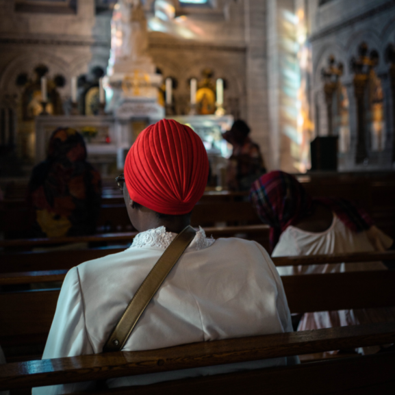 African lady in church 