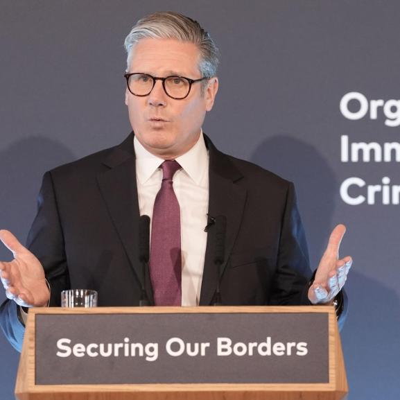 Prime Minister Keir Starmer speaks during the Organised Immigration Crime Summit