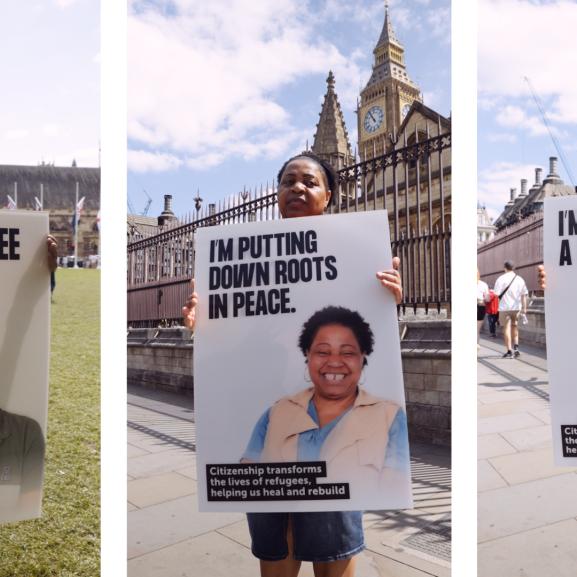 Three photos of billboards