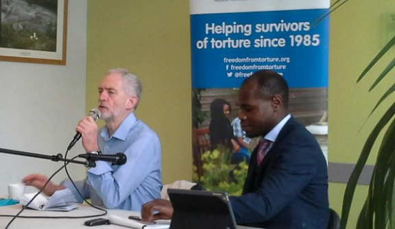 Jeremy Corbyn with Kolbassia Haoussou