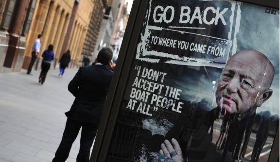 A poster promoting an Australian television documentary "Go back to where you came from"