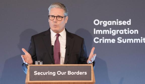 Prime Minister Keir Starmer speaks during the Organised Immigration Crime Summit