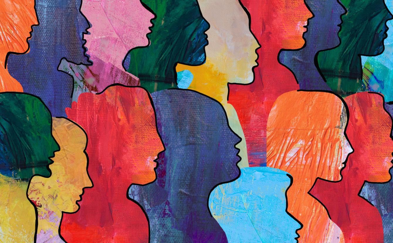 Abstract of female face silhouttes