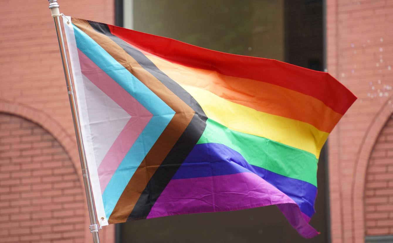 pride flag waving in the wind